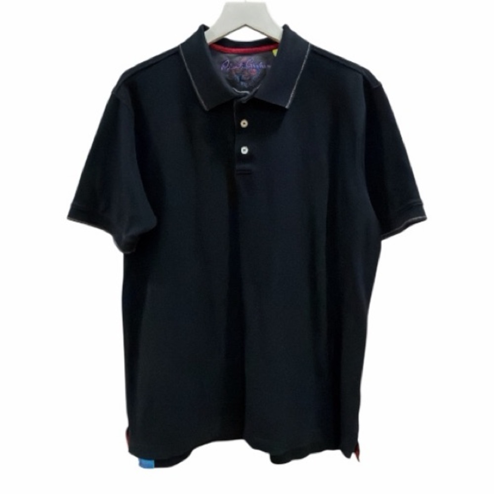 Robert Graham Classic Fit Black Polo Short Sleeve Shirt Size XL